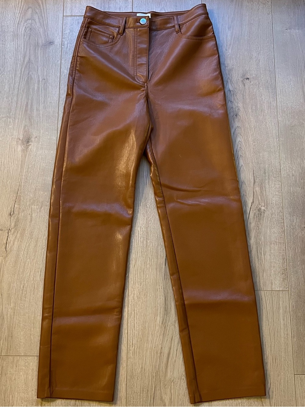 Wilfred Faux Leather Pants - Cognac Brown